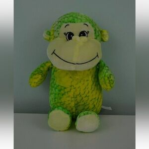 Plush Appeal LLC Monkey Stuffed Animal Toy Green Yellow Bow Black 11"